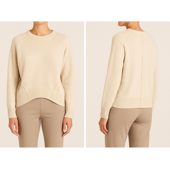 Brochu Walker Womens Classic Crew Neck Ultra Soft Cream Cashmere Sweater Size XS - Picture 2 of 11